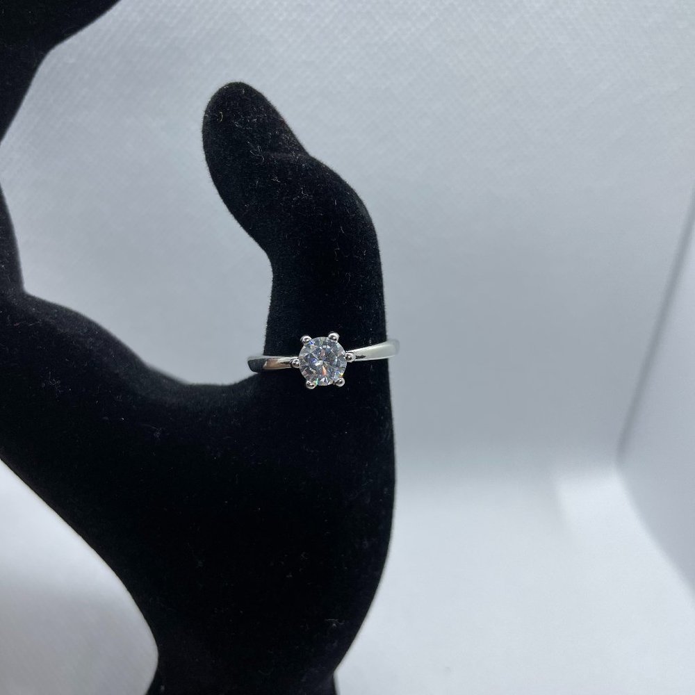 Stainless Steel Ring - White/Clear Stone